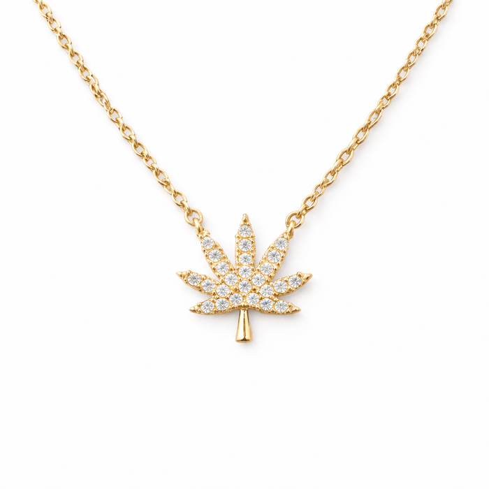 18K GOLD CANNABIS LEAF NECKLACE Jewelry The Kush Girls