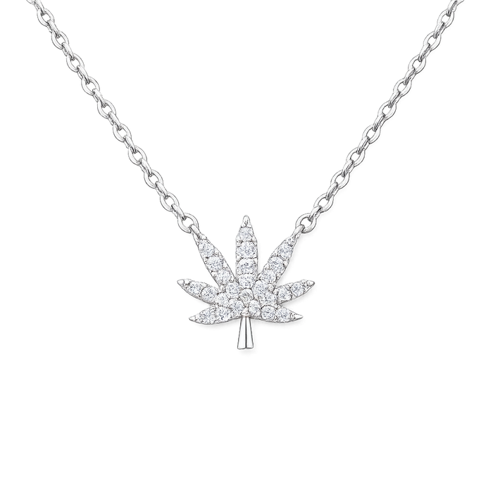 SILVER CANNABIS LEAF NECKLACE Jewelry The Kush Girls