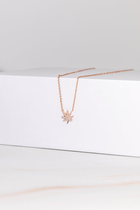 ROSE GOLD CANNABIS LEAF NECKLACE Jewelry The Kush Girls