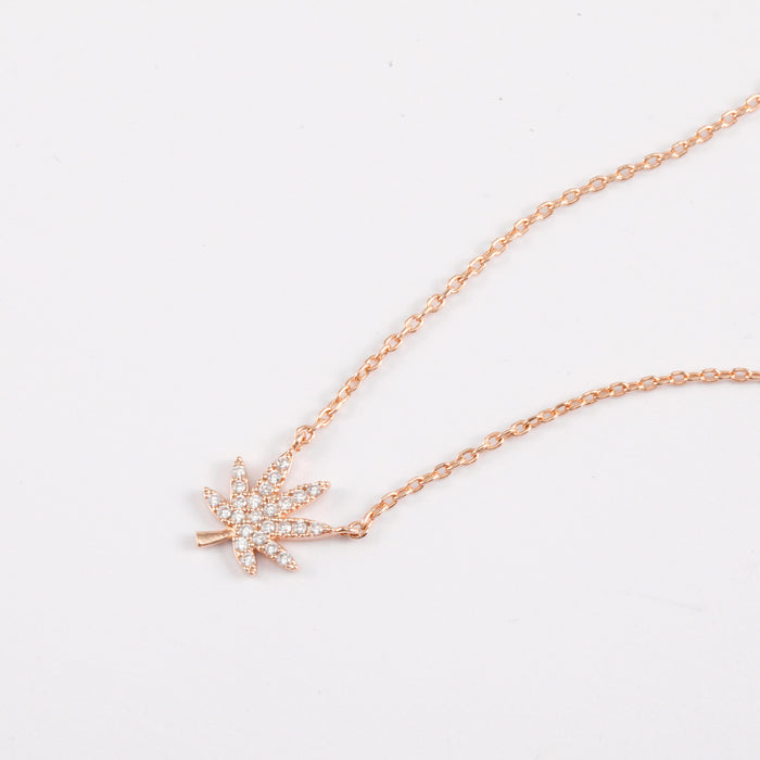 ROSE GOLD CANNABIS LEAF NECKLACE Jewelry The Kush Girls