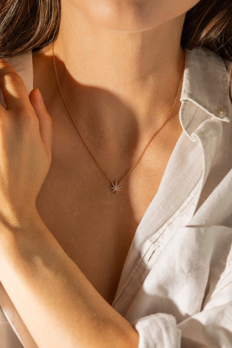 ROSE GOLD CANNABIS LEAF NECKLACE Jewelry The Kush Girls