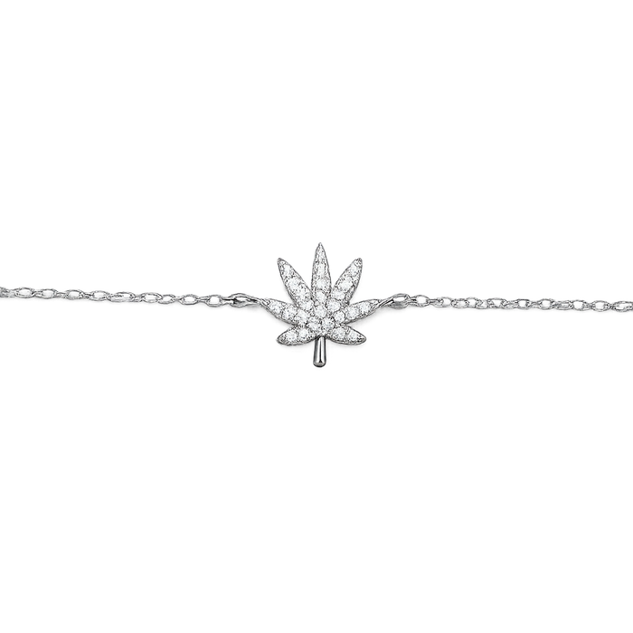 SILVER CANNABIS LEAF BRACELET Jewelry The Kush Girls