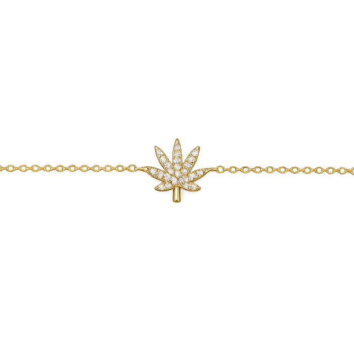 18K GOLD CANNABIS LEAF BRACELET Jewelry The Kush Girls