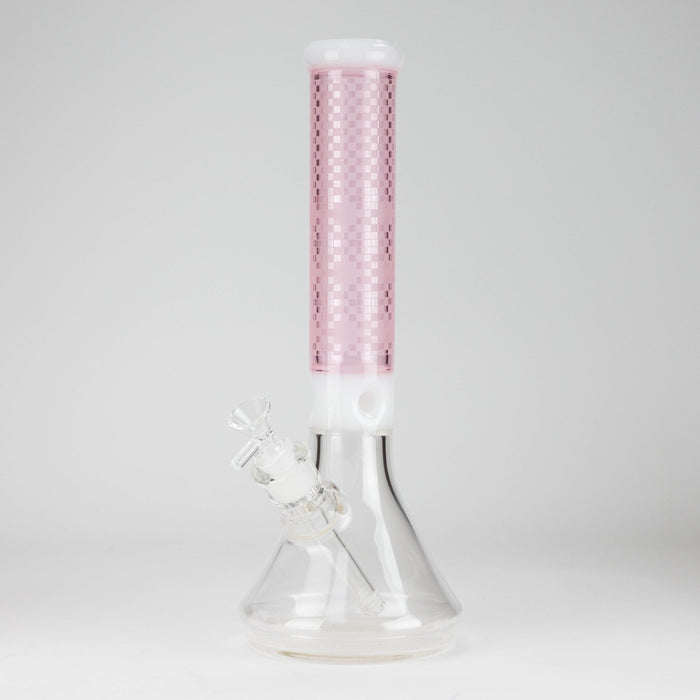 Z14" Glass Bong with Mosaic Art Design - 7mm Thick Glass Bong 777 Smoke Pink