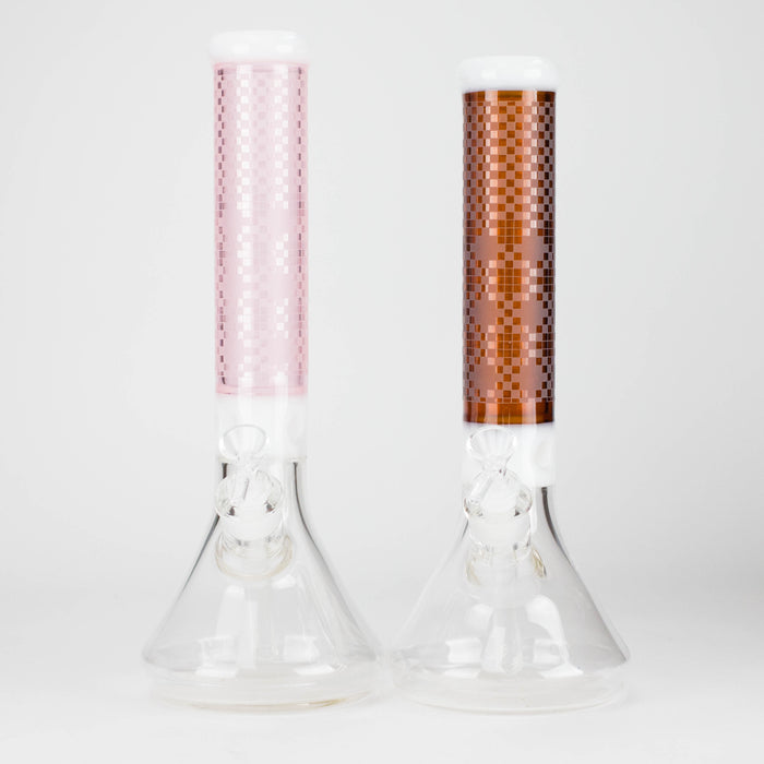 Z14" Glass Bong with Mosaic Art Design - 7mm Thick Glass Bong 777 Smoke