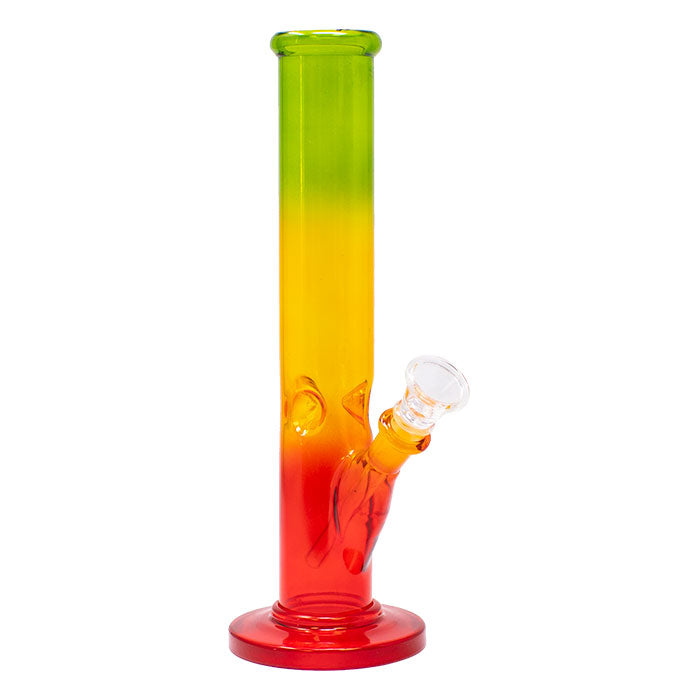 10" Rasta Colored Cylindrical Medium Glass Bong Glass Bong Maple Craft Inc
