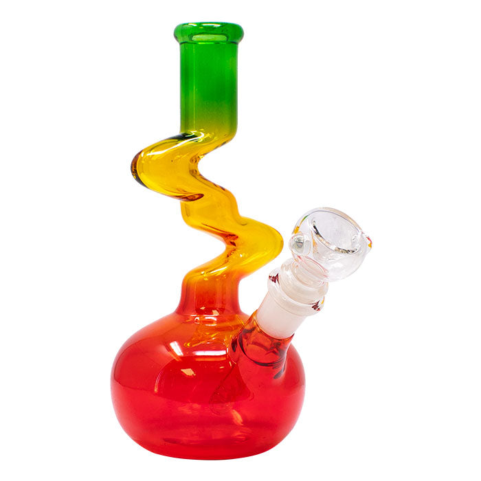8" Rasta Colored Cylindrical Medium Glass Bong Glass Bong Maple Craft Inc