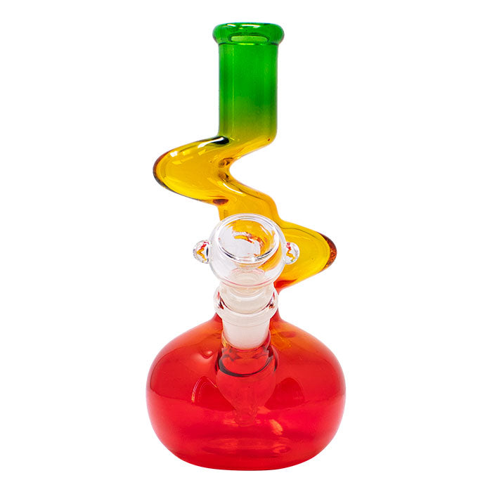 8" Rasta Colored Cylindrical Medium Glass Bong Glass Bong Maple Craft Inc