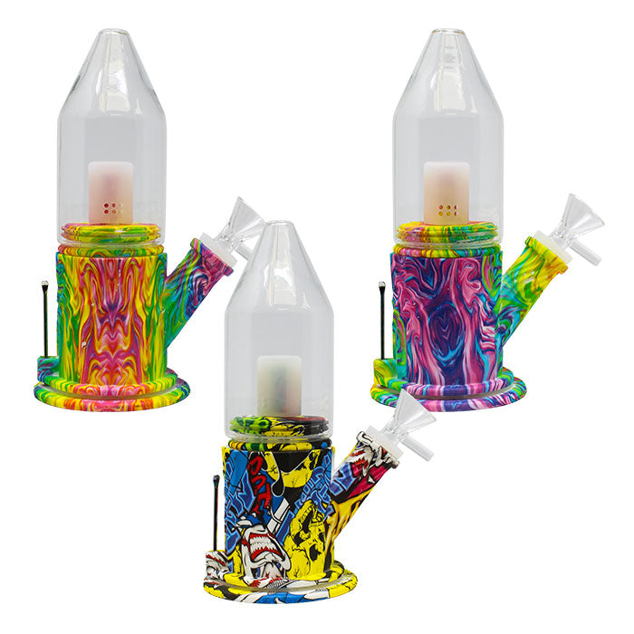 8" Psychedelic Bottle Shaped Percolator Silicone Bong Resin · Silicone · Plastic Bong Maple Craft Inc