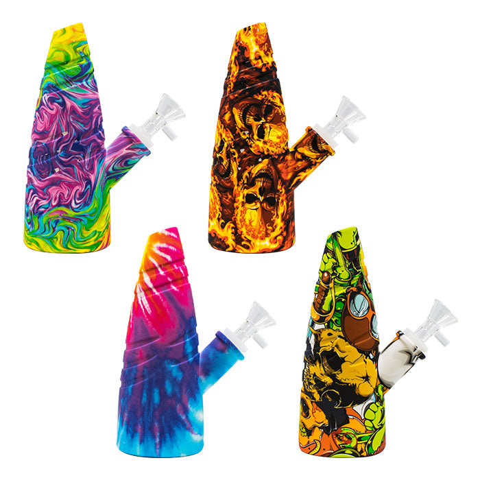8" Cone Shaped Graphical Silicone Bong Resin · Silicone · Plastic Bong Maple Craft Inc