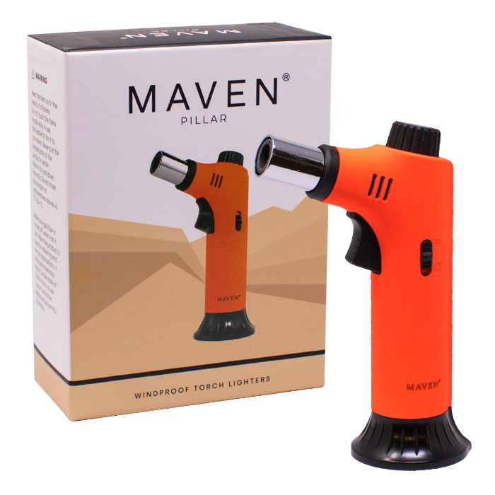 Maven | Pillar Windproof Torch Lighters -Single Torch Maple Craft Inc Orange
