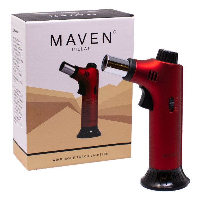 Maven | Pillar Windproof Torch Lighters -Single Torch Maple Craft Inc Red