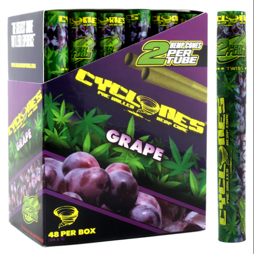 CYCLONE Hemp Wraps Display of 24 Leaf Wrap NIBO Distribution Grape