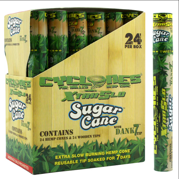 CYCLONE Hemp Wraps Display of 24 Leaf Wrap NIBO Distribution Sugar cane