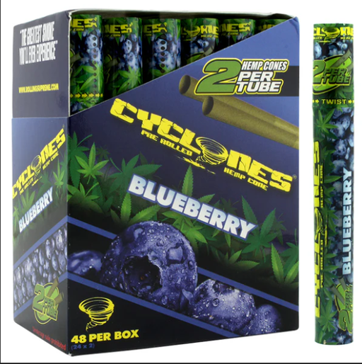CYCLONE Hemp Wraps Display of 24 Leaf Wrap NIBO Distribution Blueberry