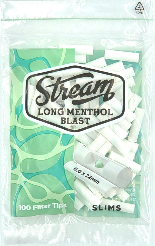 STREAM Slims Long Menthol Blast RYO Filters Display Carton - 10 Bags (Menthol Capsule Type) Filter Tip STREAM