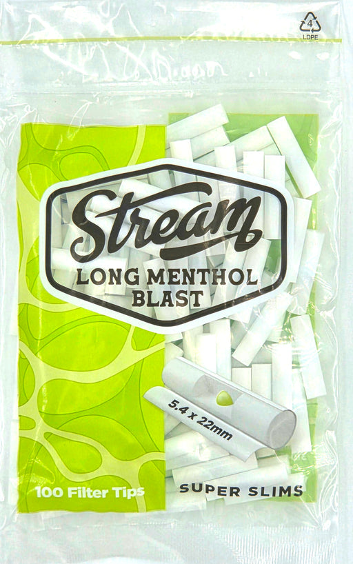 STREAM | Super Slims Long Menthol Blast RYO Filter - 12 Bags (Menthol Capsule Type) Filter Tip STREAM