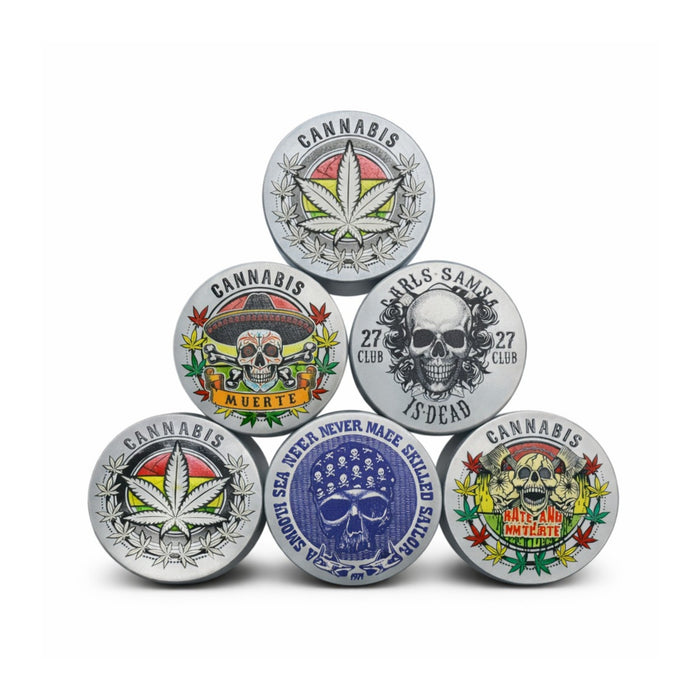 63mm Leaf&Skull Grinder – 4-Piece 6CT Display Pack Super Supplys Inc