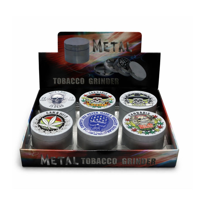 63mm Leaf&Skull Grinder – 4-Piece 6CT Display Pack Super Supplys Inc