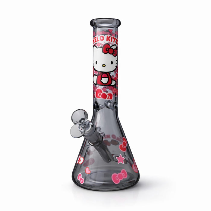 10" Pink Kitty Beaker Bong Glass Bong Super Supplys Inc T-Black