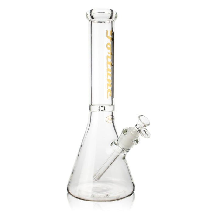 Fortune | 14" Beaker 7mm Glass Bong Disk Catcher Glass Bong Fortune Gold