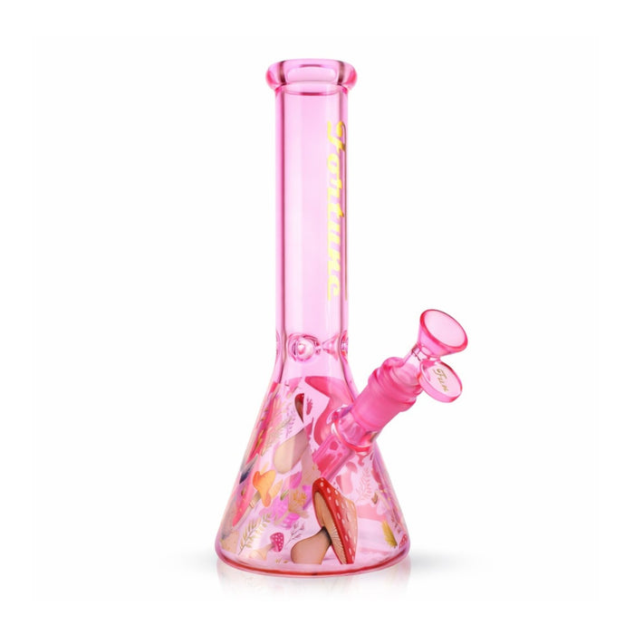 Fortune | 10" Colored 5mm Mushroom Beaker Glass Bong Fortune Pink