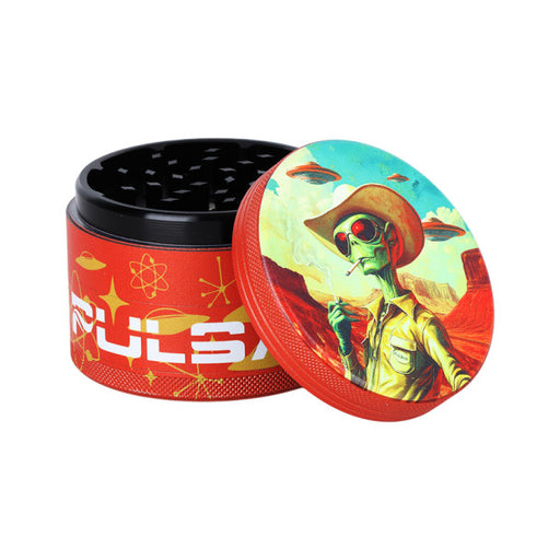 Pulsar | Design Series V2 Aluminum Grinder | 4pc | 2.5" | Assorted Designs | 6ct Display Regular Grinder Smoking Cat Distribution(S)