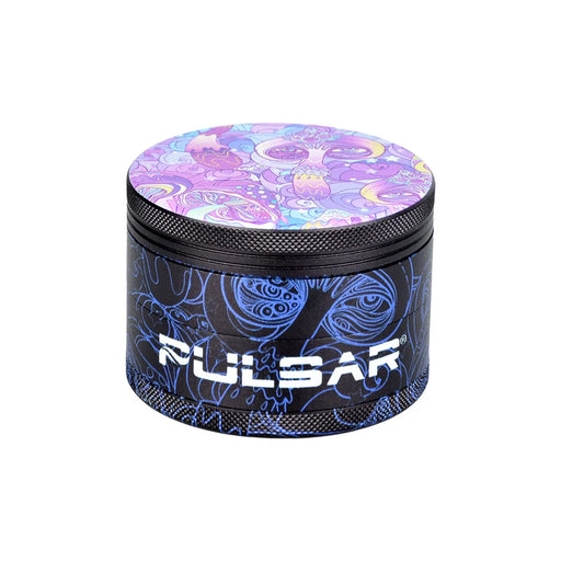 Pulsar | Artist Design Series Aluminum Grinder | 4pc | 2.5" | Assorted Designs | 6ct Display Regular Grinder Smoking Cat Distribution(S)