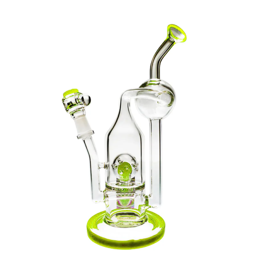 Pure Glass | 8" Solaris Inline Recycler 10mm - Flower and Dab Glass Rig PINNACLE DISTRIBUTORS INC. Green