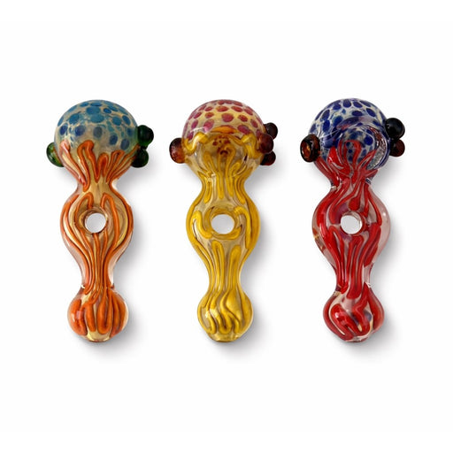 5” Artistic Double Glass Hand Pipe-Assorted Color Glass Pipe Super Supplys Inc