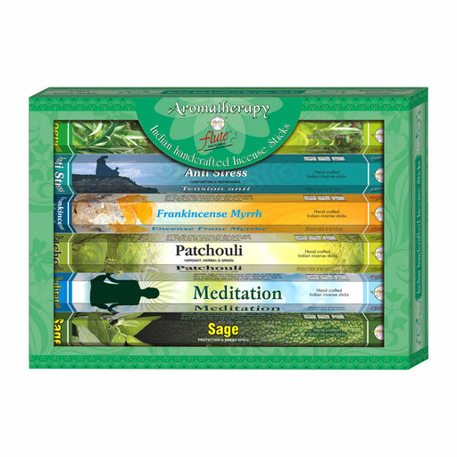Flute Classic Incense Gift Pack ( Dragoon Blood Frankincense Lavender Palo Santo Sandalwood White Sage) Odour Eliminator SunGlow