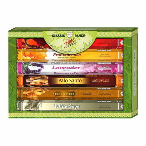 Flute Classic Incense Gift Pack ( Dragoon Blood Frankincense Lavender Palo Santo Sandalwood White Sage) Odour Eliminator SunGlow