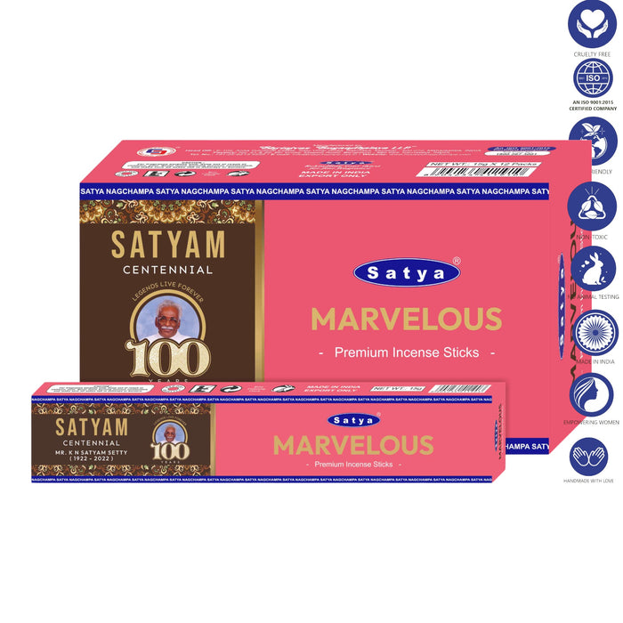 Satya | Incense Sticks 15g Incense SunGlow Marvelous Satyam Premium