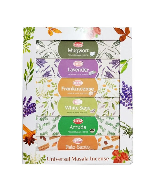 Hem White Sage Blend Cleansing Collection Gift Pack 9`` Incense SunGlow Hem Universal Series 15G Incense Gift Pack With Incense Burner