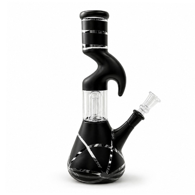 10" Splashguard Zong Glass Perc- 8 Assorted Colours Glass Bong Super Supplys Inc Black