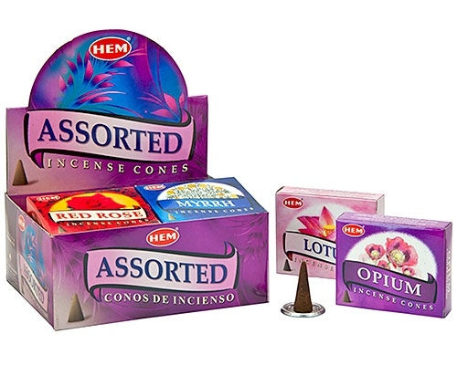 Hem Assorted 12 Fragrance Cones Display (12 Packs Of 10) Incense SunGlow
