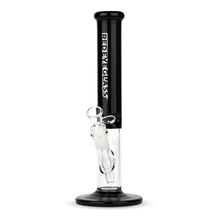 Red Eye Glass® | 11.5" Tall Black Frontside Straight Tube Glass Bong West Coast Gifts