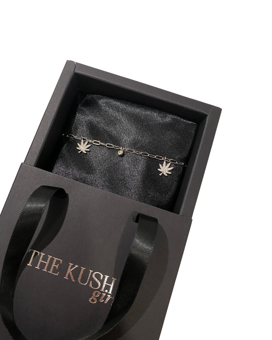 SILVER CANNABIS CHARMED BRACELET Jewelry The Kush Girls