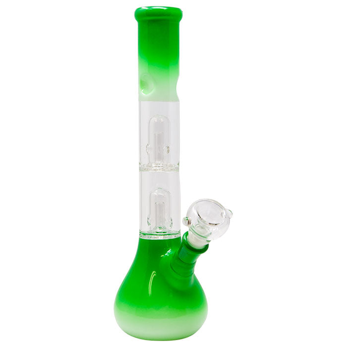 12" Drip in Dual Twin Colored Glass Bong Glass Bong Maple Craft Inc Green