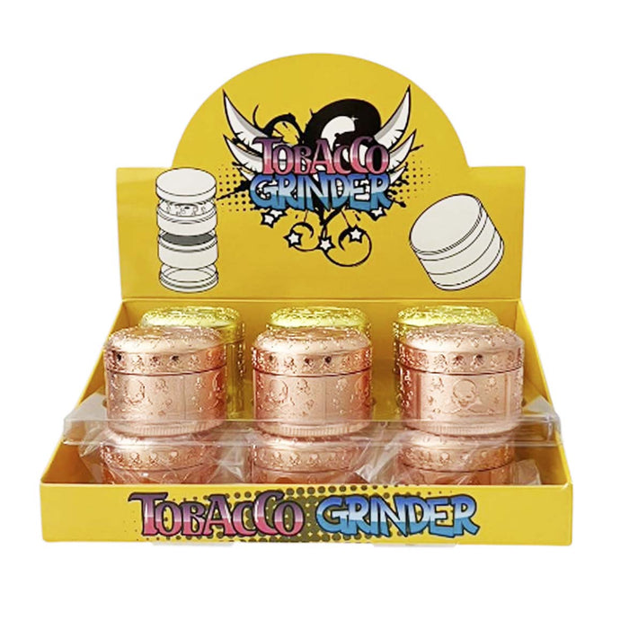52mm*41mm Zinc Monarch Skull Grinder-4 Parts-Assorted-12 CT Display Pack Super Supplys Inc