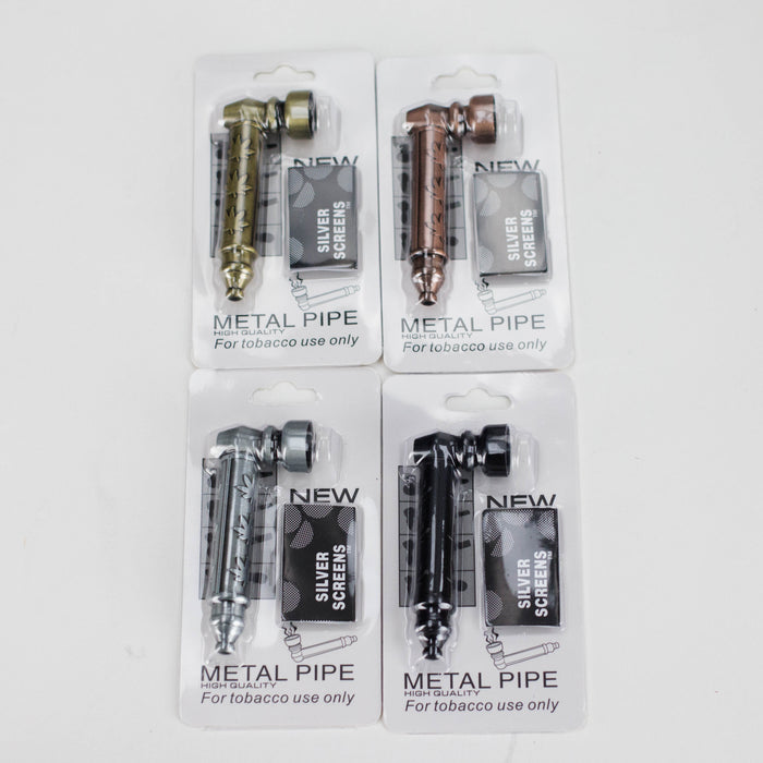 Metal Pipe with Silver Screen – Blister Pack Display / 24 Pack Metal Pipe LEHIGH WHOLESALE Leaf
