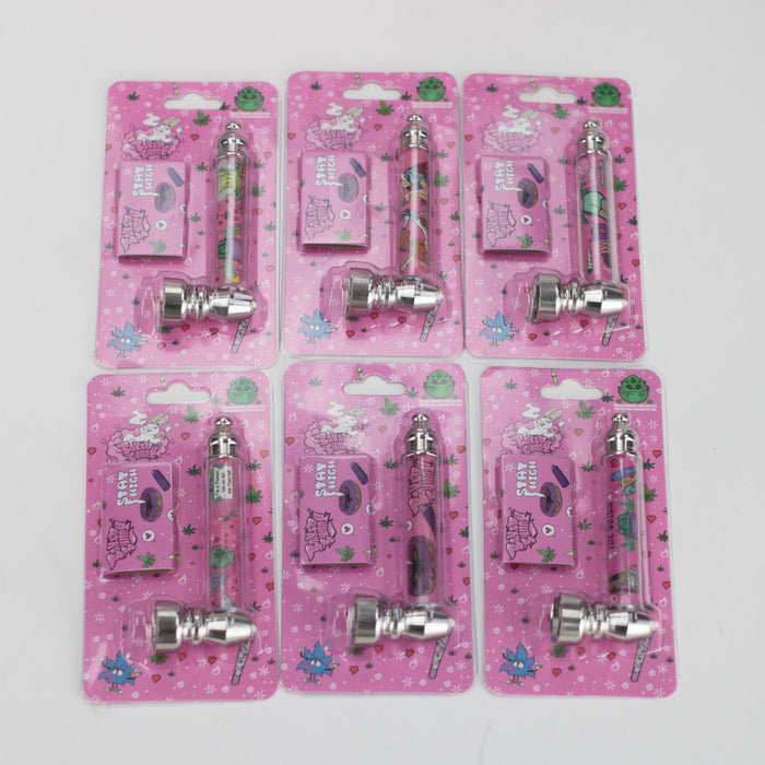 Metal Pipe with Silver Screen – Blister Pack Display / 24 Pack Metal Pipe LEHIGH WHOLESALE Baked Bunny