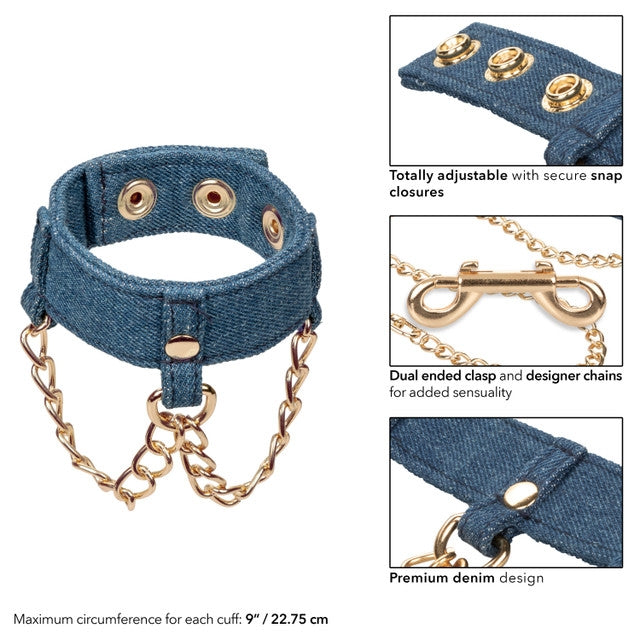 Ride 'Em Premium Denim Collection Wrist Cuffs Adult Toy JAL
