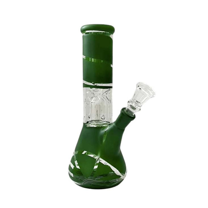 8” Color Spiral Beaker Bong – Built-In Perc Glass Bong Super Supplys Inc Frost Green