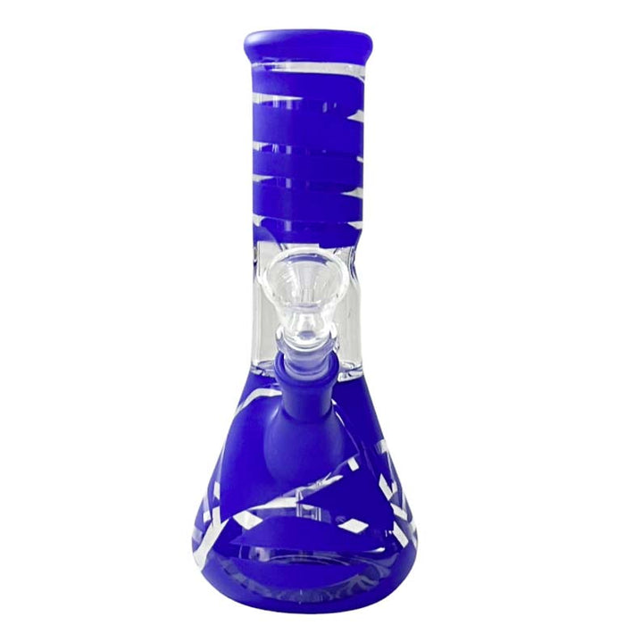 8” Color Spiral Beaker Bong – Built-In Perc Glass Bong Super Supplys Inc