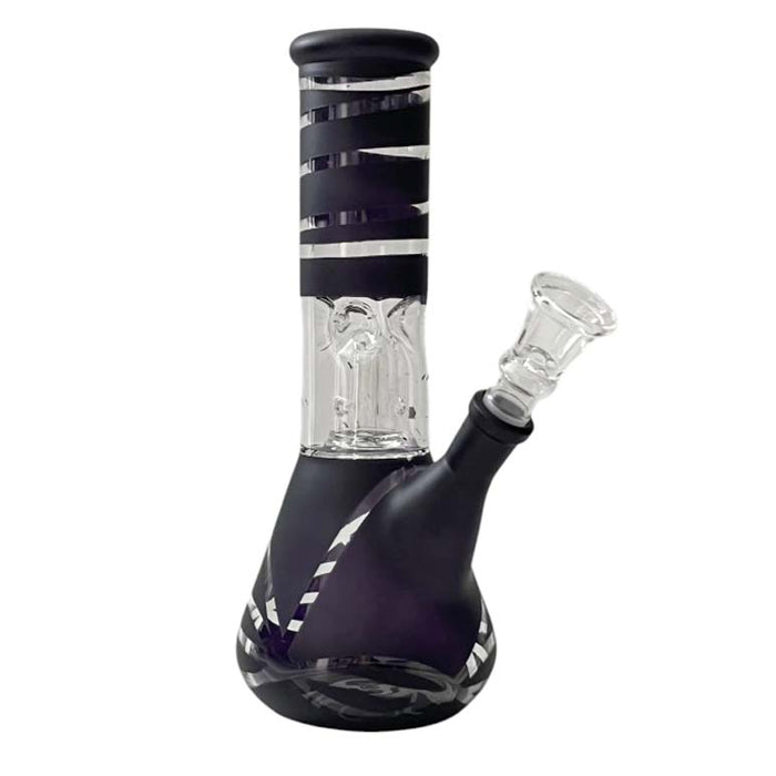 8” Color Spiral Beaker Bong – Built-In Perc Glass Bong Super Supplys Inc Black