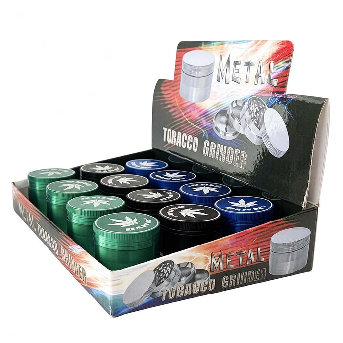 Dank Leaf Pocket Mill™ 40mm*38mm Zinc Grinder-12 Pcs/Display Display Pack Super Supplys Inc