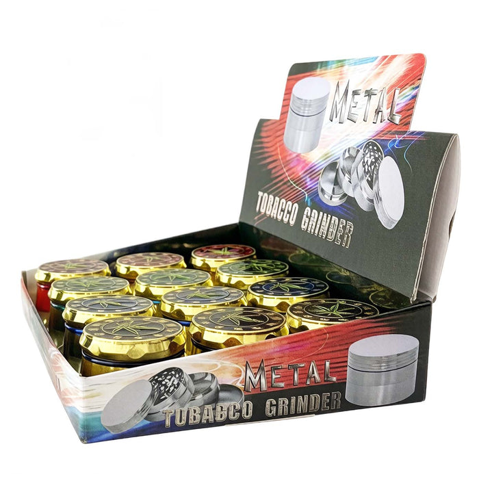 Royal Leaf 42*32mm 4 Parts Zinc Grinder-12 Pcs/Display Display Pack Super Supplys Inc