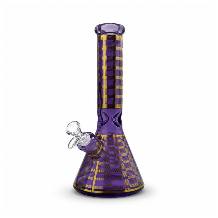 12.5" Plaid Beaker Bong with Gift Box Glass Bong Super Supplys Inc Purple