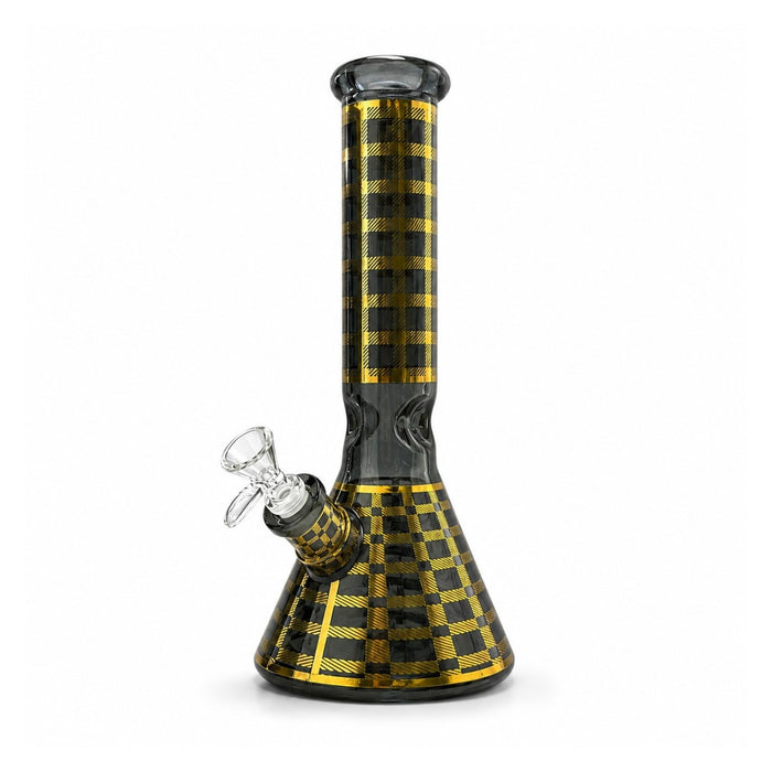 12.5" Plaid Beaker Bong with Gift Box Glass Bong Super Supplys Inc Black